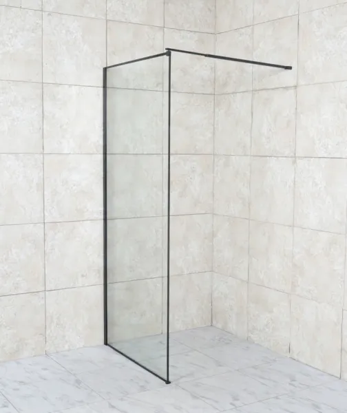 OLSEN SPA - Walk-in sprchovací kút ALGORA BLACK - FARBA rámu - Čierna, Rozmer A - 100, Rozmer C - 195, Smer zatvárania - Univerzálne Ľavé / Pravé, Výplň - Maľované bezpečnostné sklo - 6 mm OLBALGO100BC