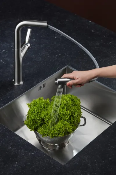 KFA KFA - DUERO DESIGN drezová batéria s otočnou vyťahovacou sprchou a prepínaním, INOX 6623-220-22
