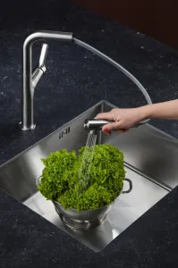 KFA KFA - DUERO DESIGN drezová batéria s otočnou vyťahovacou sprchou a prepínaním, INOX 6623-220-22