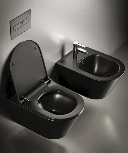 AVVA závesná WC misa Rimless, 35,5x53 cm, čierna mat 100314-110