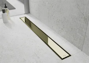 Lineárny odtokový žľab 110 cm MEXEN FLAT 2v1 zlatý