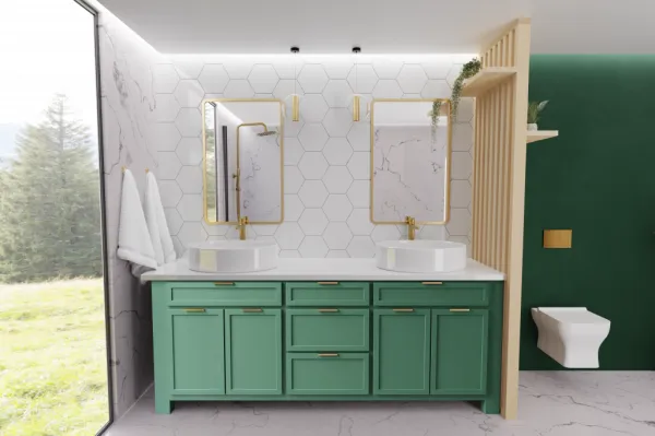 INVENA - Sprchový stĺp GLAMOUR TREND s batériou, zlato AU-05-B09-V