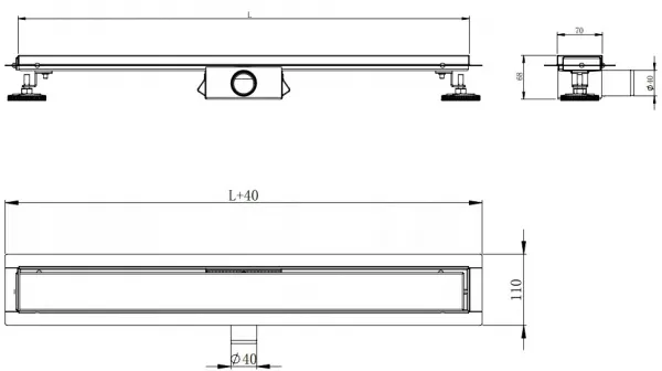 Lineárny odtokový žľab 120 cm MEXEN FLAT 2v1 čierny