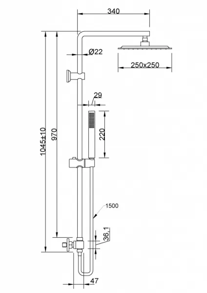 INVENA - Sprchový stĺp s termostatickou batériou SVART AU-85-004-X