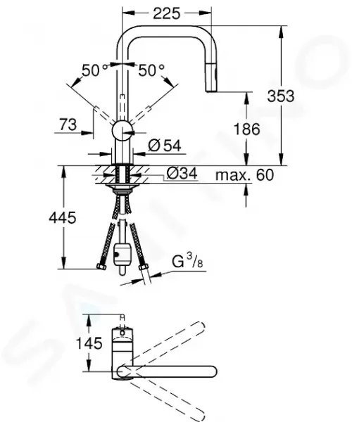 GROHE GROHE - Minta Drezová batéria s vyťahovacou spŕškou, supersteel 32322DC2
