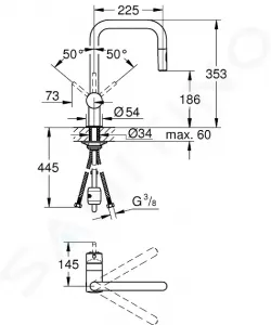 GROHE GROHE - Minta Drezová batéria s vyťahovacou spŕškou, supersteel 32322DC2