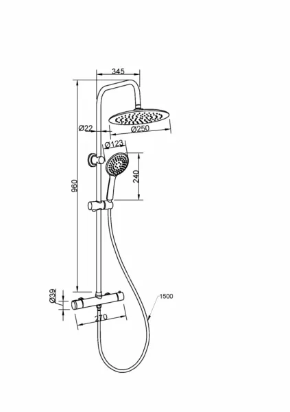INVENA - Sprchový stĺp s termostatickou batériou MUSTA AU-84-004-X