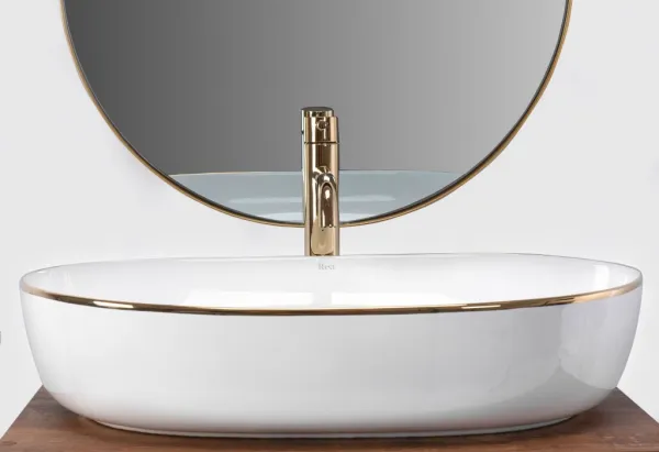 REA - Umývadlo na dosku CLEO White Gold Edge REA-U6211