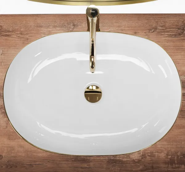 REA - Umývadlo na dosku CLEO White Gold Edge REA-U6211