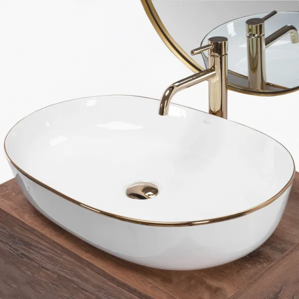 REA - Umývadlo na dosku CLEO White Gold Edge REA-U6211