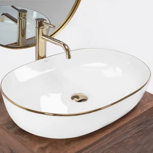 REA - Umývadlo na dosku CLEO White Gold Edge REA-U6211
