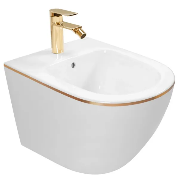 Závesný bidet REA CARLO MINI bielozlatý