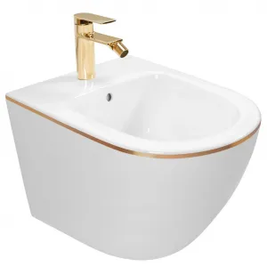 Závesný bidet REA CARLO MINI bielozlatý