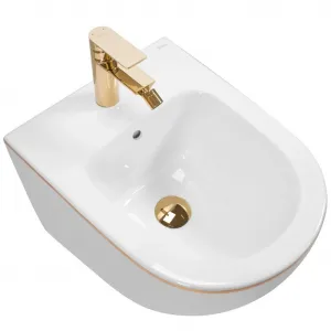 Závesný bidet REA CARLO MINI bielozlatý