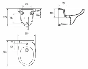CERSANIT - ZÁVESNÝ BIDET DELFI K11-0018