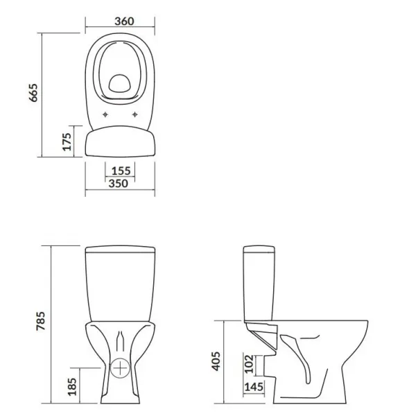 CERSANIT - WC kombi 659 ARTECO NEW CO 010 3/5 vrátane sedátka polypropylén K667-069