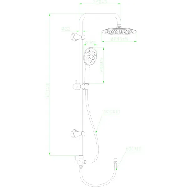 INVENA - Sprchový stĺp DARK AU-02-D04-Q