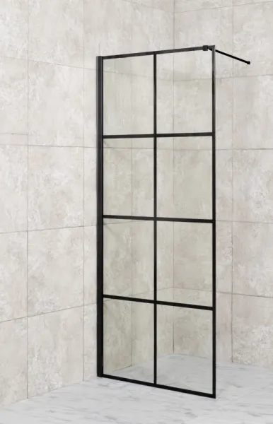 OLSEN SPA - Walk-in sprchovací kút ALBOX BLACK - FARBA rámu - Čierna, Rozmer A - 110, Rozmer C - 195, Smer zatvárania - Univerzálne Ľavé / Pravé, Výplň - Maľované bezpečnostné sklo - 6 mm OLBALBO110BC