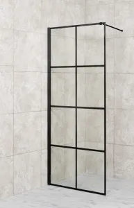 OLSEN SPA - Walk-in sprchovací kút ALBOX BLACK - FARBA rámu - Čierna, Rozmer A - 110, Rozmer C - 195, Smer zatvárania - Univerzálne Ľavé / Pravé, Výplň - Maľované bezpečnostné sklo - 6 mm OLBALBO110BC