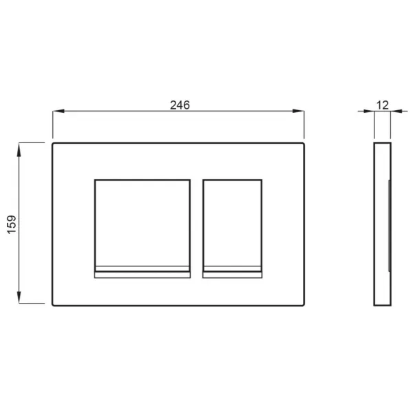 Závesné WC AVVA Rimless s podomietkovou nádržkou a tlačidlom Schwab, čierna mat 100314-110-SET5