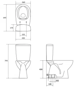 CERSANIT - WC KOMBI 684 ARTECO CO 020 3/5 NEW, SEDADLO DUROPLAST, SOFTCLOSE K667-075