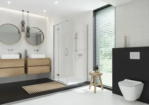CERSANIT - JOTA rohový sprchovací kút - (80x80X195) priehľadné sklo - chróm, ĽAVÝ S160-005