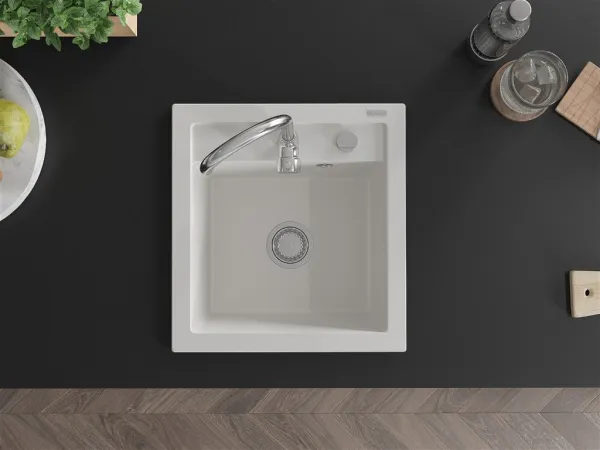 Granitový dřez MEXEN VITO bílý + baterie Telma chrom