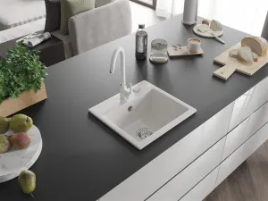 Granitový dřez MEXEN MILO s kuchyňskou baterií bílý