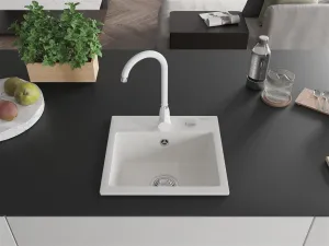 Granitový dřez MEXEN MILO s kuchyňskou baterií bílý