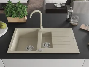 Granitový dřez MEXEN MATIAS s kuchyňskou baterií béžový