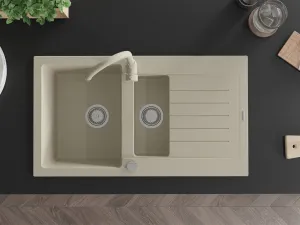 Granitový dřez MEXEN MATIAS s kuchyňskou baterií béžový