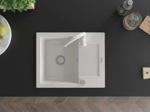 Granitový dřez MEXEN ENZO s kuchyňskou baterií bílý
