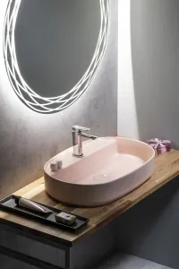 INFINITY OVAL keramické umývadlo na dosku, 60x40 cm, matná ružová Salmon 10NF65060-2S