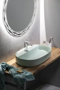 INFINITY OVAL keramické umývadlo na dosku, 60x40 cm, matná zelená mint 10NF65060-2T