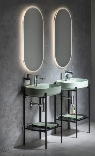 INFINITY OVAL keramické umývadlo na dosku, 60x40 cm, matná zelená mint 10NF65060-2T