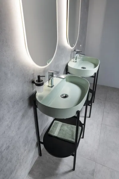 INFINITY OVAL keramické umývadlo na dosku, 60x40 cm, matná zelená mint 10NF65060-2T