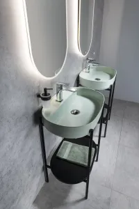 INFINITY OVAL keramické umývadlo na dosku, 60x40 cm, matná zelená mint 10NF65060-2T