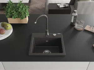 Granitový dřez MEXEN MILO s kuchyňskou baterií černý se vzorem II