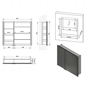 SAPHO - INTEGRA zápustná galérka s LED osvetlením, 85x70cm IN085
