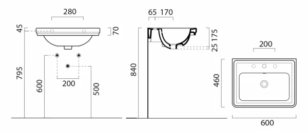 SAPHO - Kúpeľňový set VIOLETA 60, biela matná KSET-043