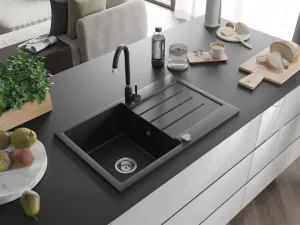 Granitový dřez MEXEN BRUNO 79,5x49,5 cm zlatý/černý