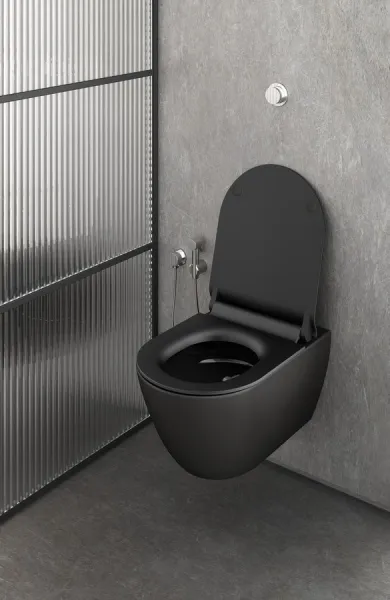 GSI - PURA závesná WC misa, Swirlflush, 36x55cm, čierna dual-mat 881526