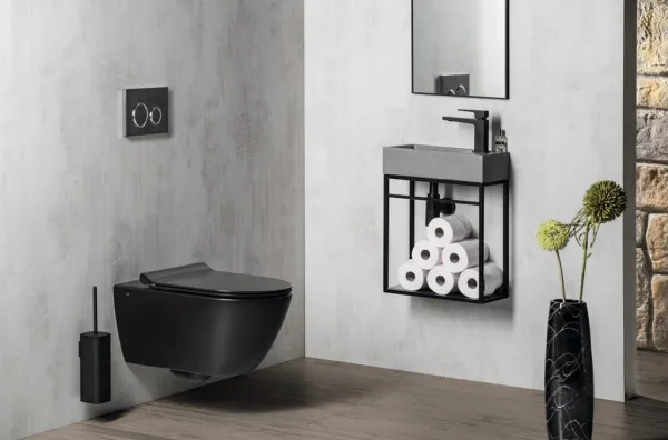 GSI - PURA závesná WC misa, Swirlflush, 36x55cm, čierna dual-mat 881526