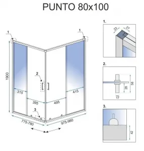 REA - Sprchovací kout Punto 80x100 REA-K1889