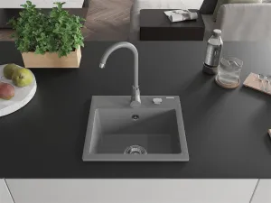 Granitový dřez MEXEN MILO s kuchyňskou baterií šedý