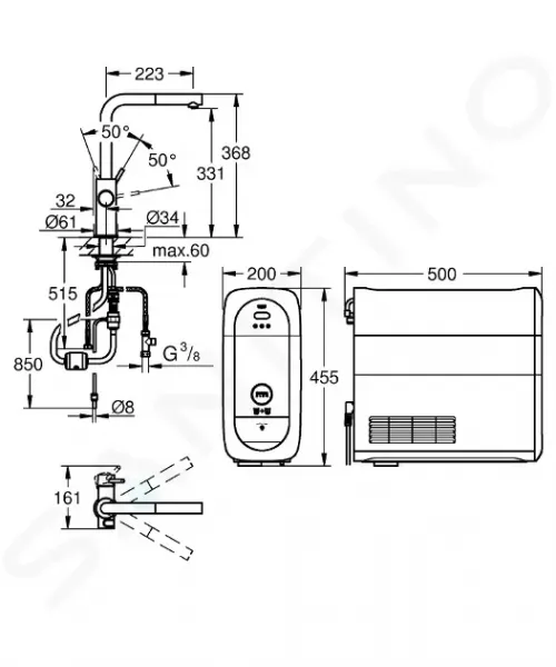 GROHE GROHE - Blue Home Drezová batéria Connected, s chladiacim zariadením a filtráciou, supersteel 31539DC0