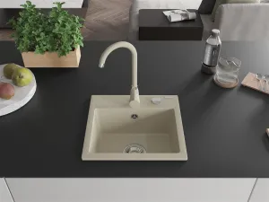 Granitový dřez MEXEN MILO s kuchyňskou baterií béžový