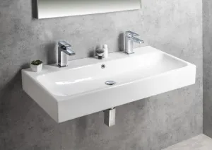 TORIDI keramické umývadlo 100x46 cm, 2 otvory pre batériu, biela TU0222