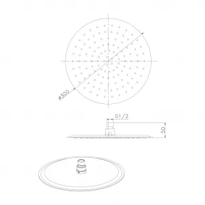 Sprchová hlavica SLIM, priemer 300 mm, matná zlatá MS573GB
