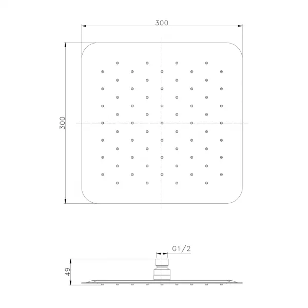 SLIM hlavová sprcha, 300x300x49mm, zlato mat/nerez SL101GB